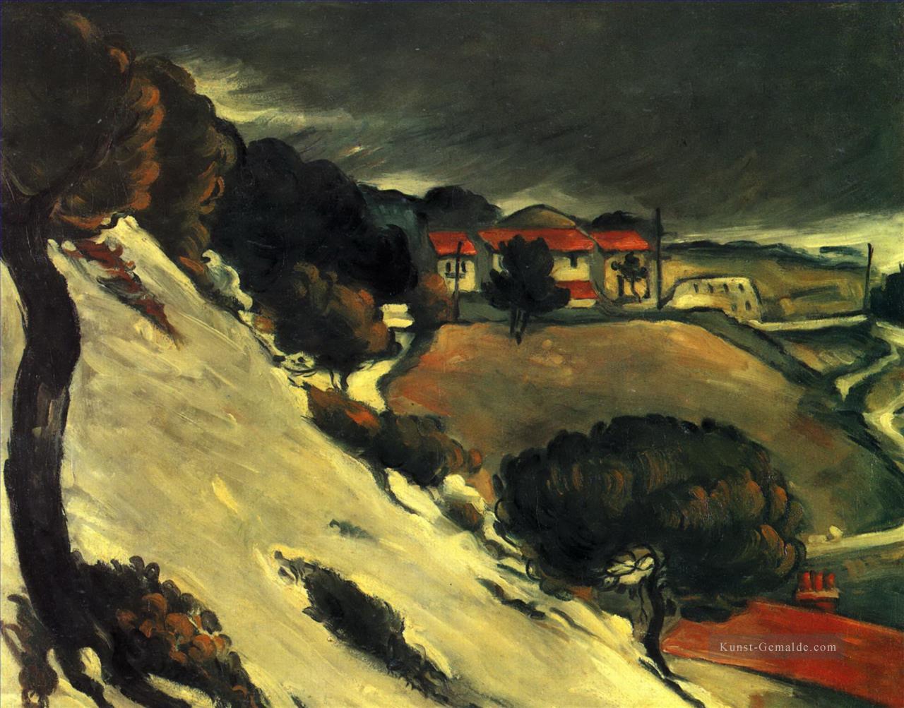 L Estaque unter Schnee Paul Cezanne Ölgemälde
